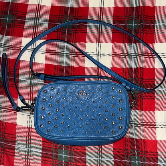 Coach Handbags - Coach Studded Blue Crossbody Bag